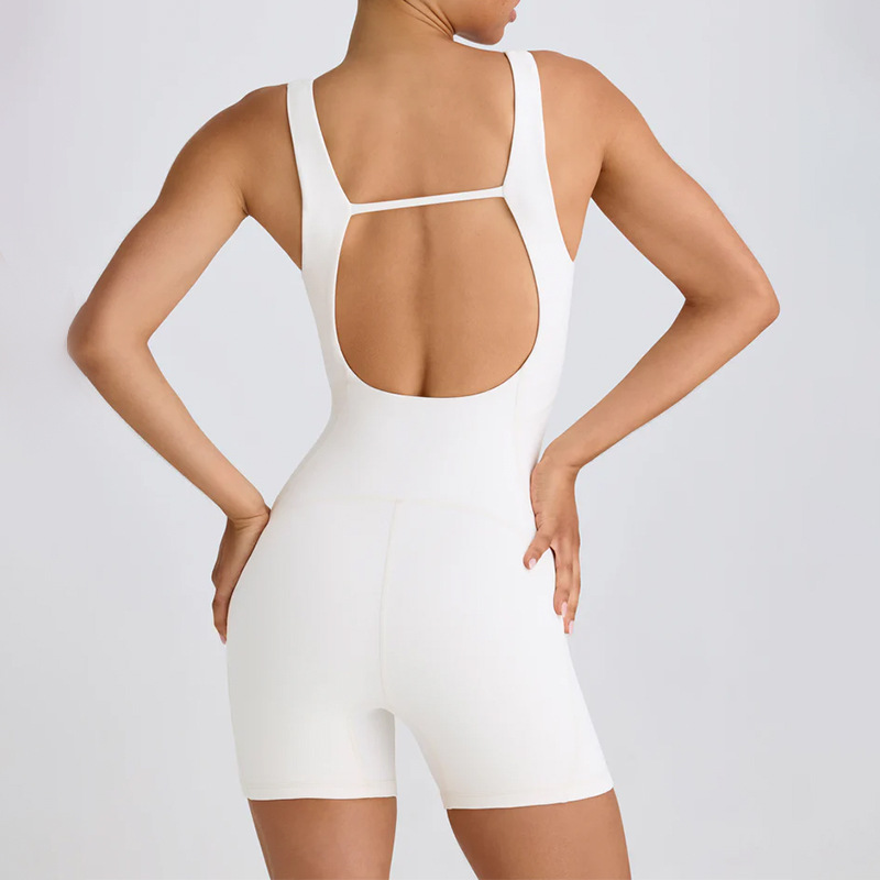 Badminton Open 2026 - Yoga Jumpsuit Woman White Pink Open